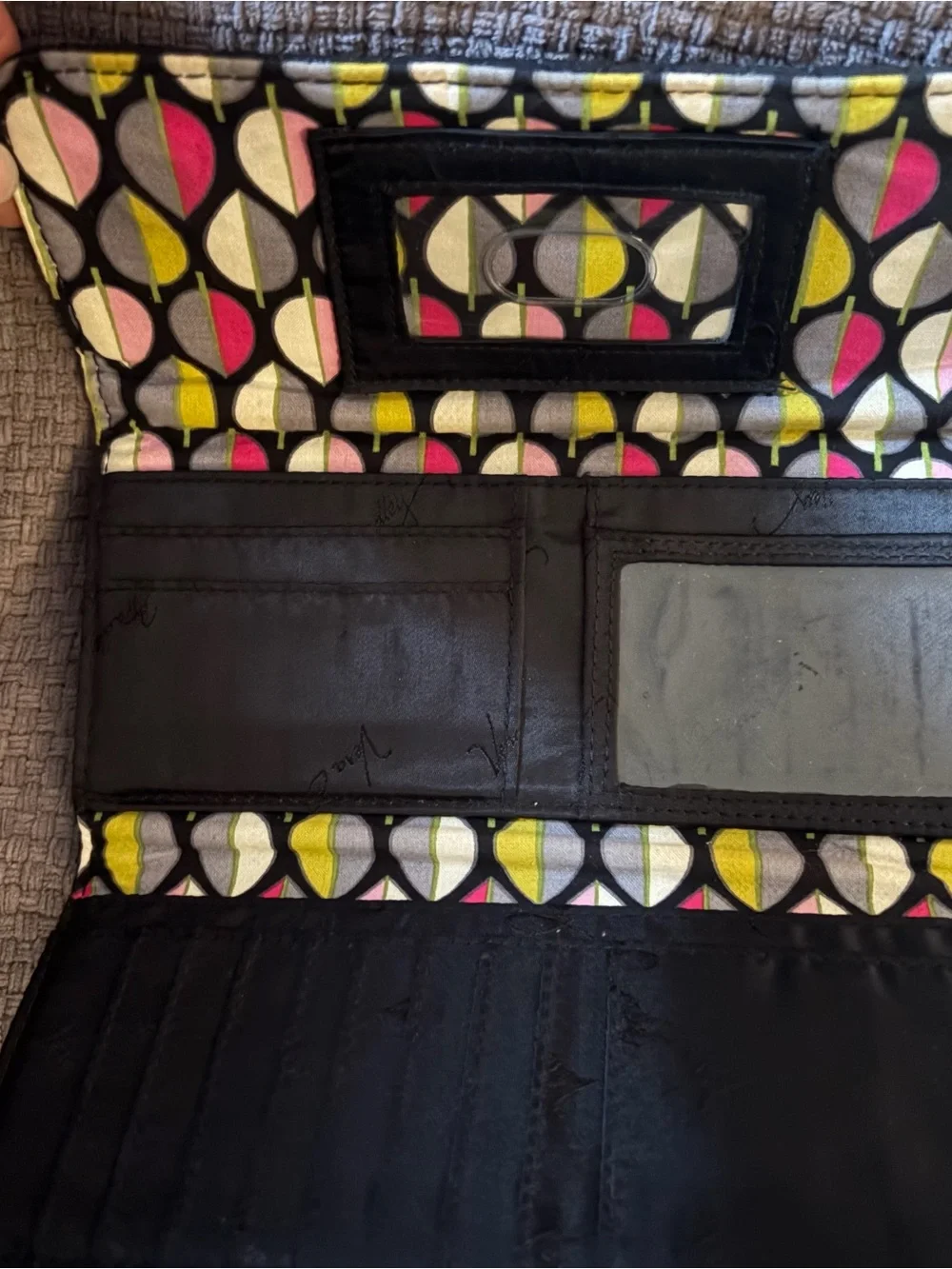 Vera Bradley Black Quilted Wallet with Branded Plaque - Picture 2 of 3
